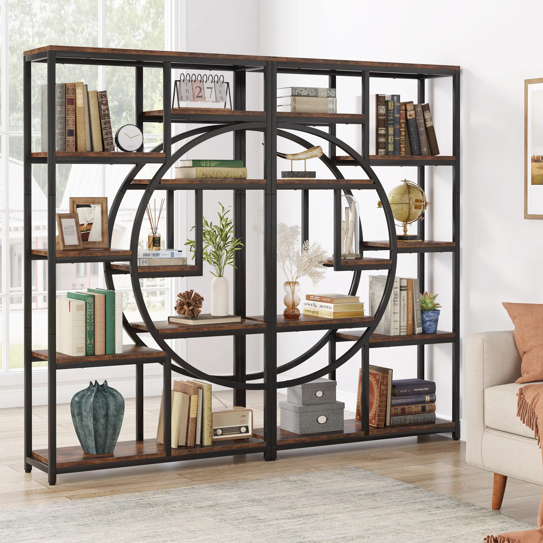 Tribesigns Bookshelf, Industrial 5 Tier Etagere Bookcase, Freestanding Tall Bookshelves Display Shelf Storage Organizer