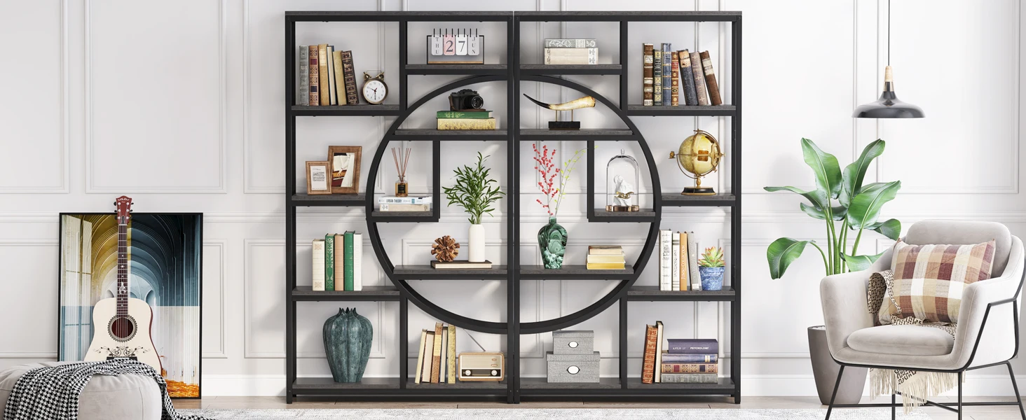 Tribesigns Bookshelf, Industrial 5 Tier Etagere Bookcase, Freestanding Tall Bookshelves Display Shelf Storage Organizer