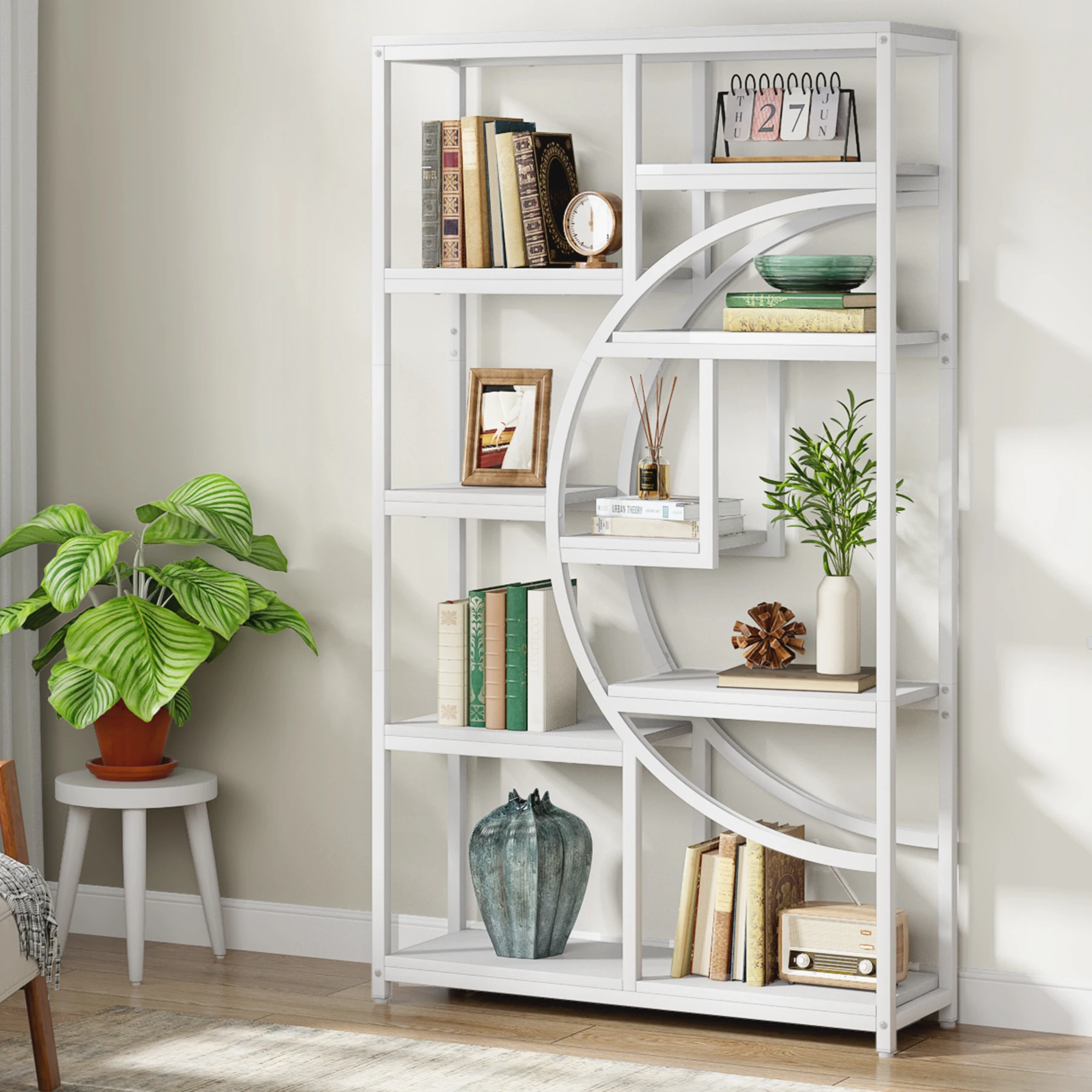 Tribesigns Bookshelf, Industrial 5 Tier Etagere Bookcase, Freestanding Tall Bookshelves Display Shelf Storage Organizer