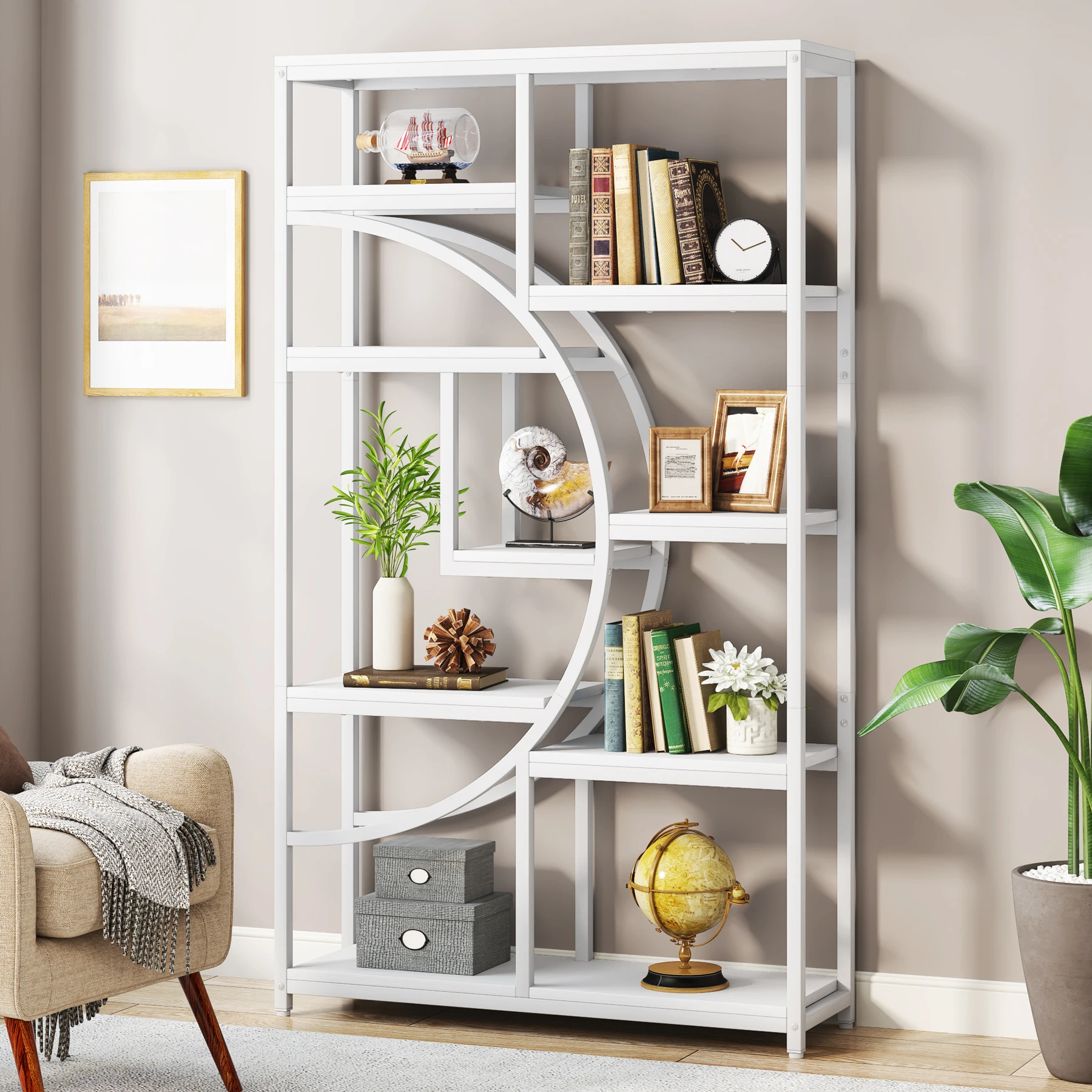 Tribesigns Bookshelf, Industrial 5 Tier Etagere Bookcase, Freestanding Tall Bookshelves Display Shelf Storage Organizer