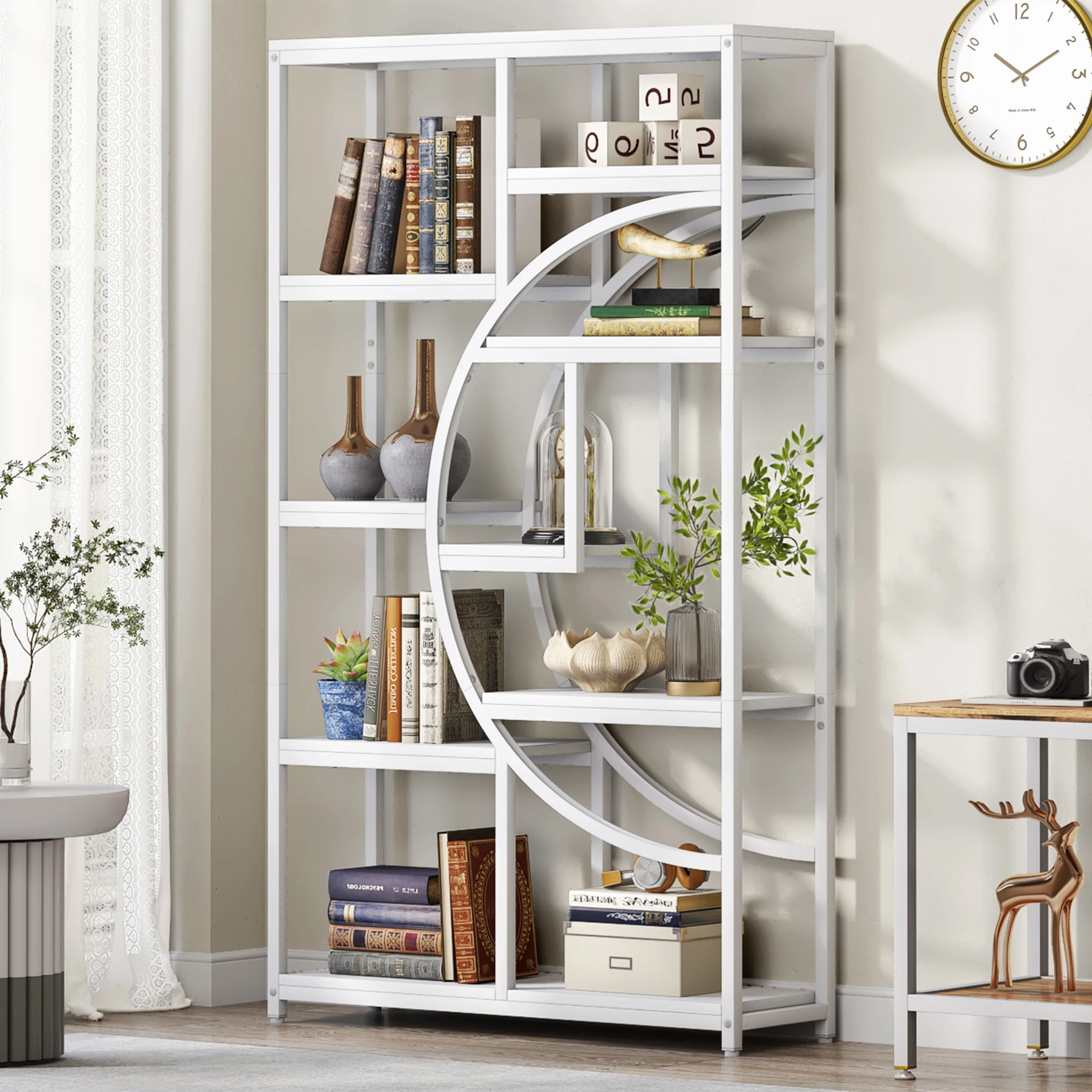 Tribesigns Bookshelf, Industrial 5 Tier Etagere Bookcase, Freestanding Tall Bookshelves Display Shelf Storage Organizer