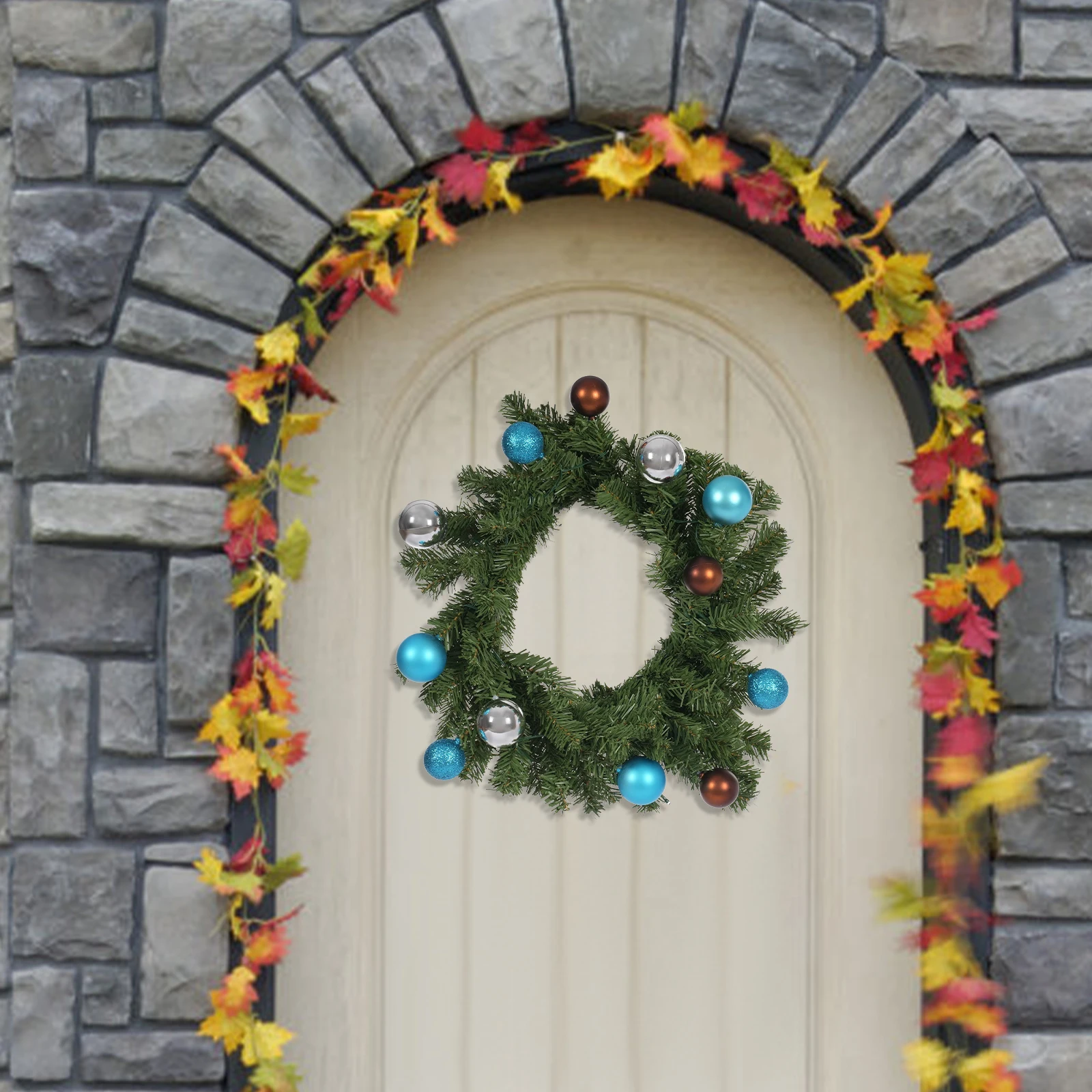 Christmas Wreath w/ 15 LED Light for Front Door 45 cm, Artificial Door Wreath , Xmas Wreath for Christmas atmosphere
