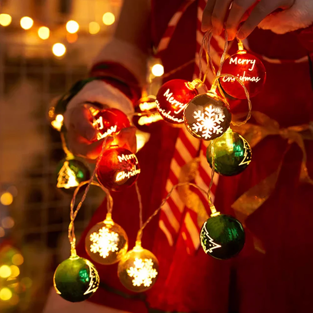 Voltsify Multicoloured Christmas Ball Ornament String Lights Battery Powered