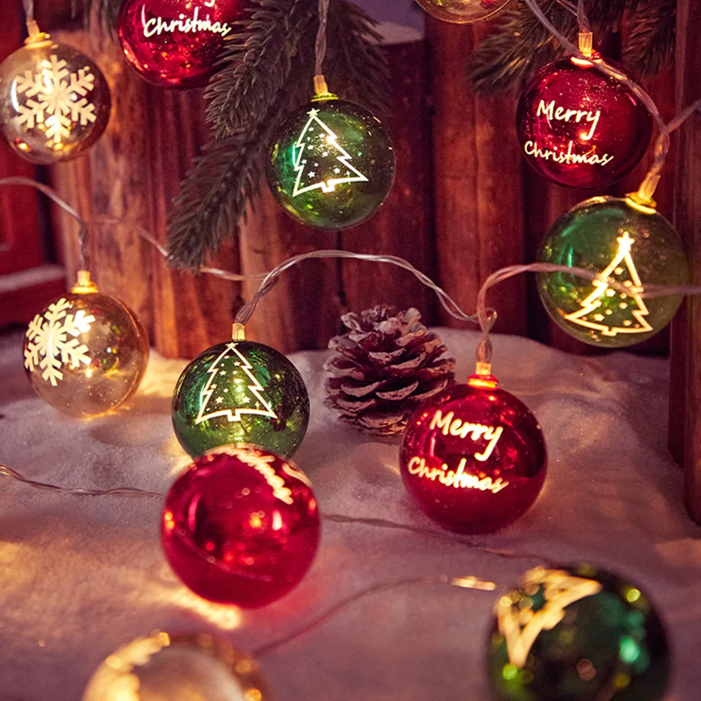 Voltsify Multicoloured Christmas Ball Ornament String Lights Battery Powered