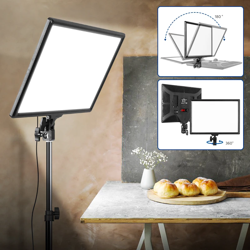 Video Lighting Kit, Photography Bi-Color Light Panel With Tripods Stand And Remote Control,Light For Photo Studio Shooting(17in)