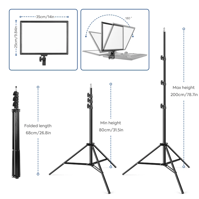 Video Lighting Kit, Photography Bi-Color Light Panel With Tripods Stand And Remote Control,Light For Photo Studio Shooting(17in)