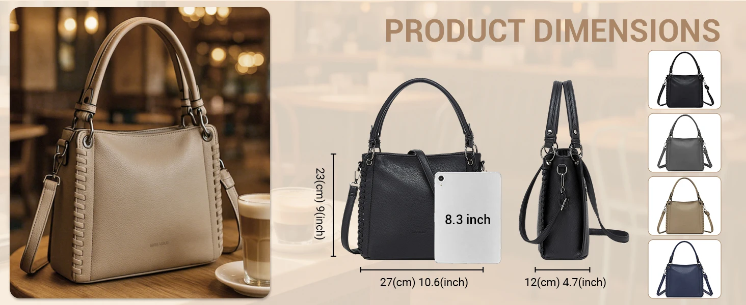 Miss Lulu Women's Handbag, Stylish Woven Detail Tote Shoulder Bag, Large Capacity Ladies Crossbody Bag with Detachable Adjustable Strap, Multi Pocket Top Handle Bag for Work Daily