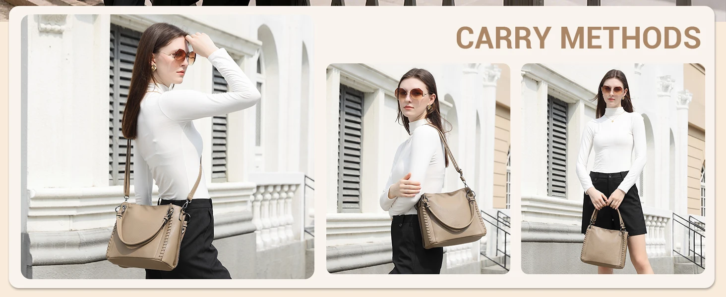 Miss Lulu Women's Handbag, Stylish Woven Detail Tote Shoulder Bag, Large Capacity Ladies Crossbody Bag with Detachable Adjustable Strap, Multi Pocket Top Handle Bag for Work Daily