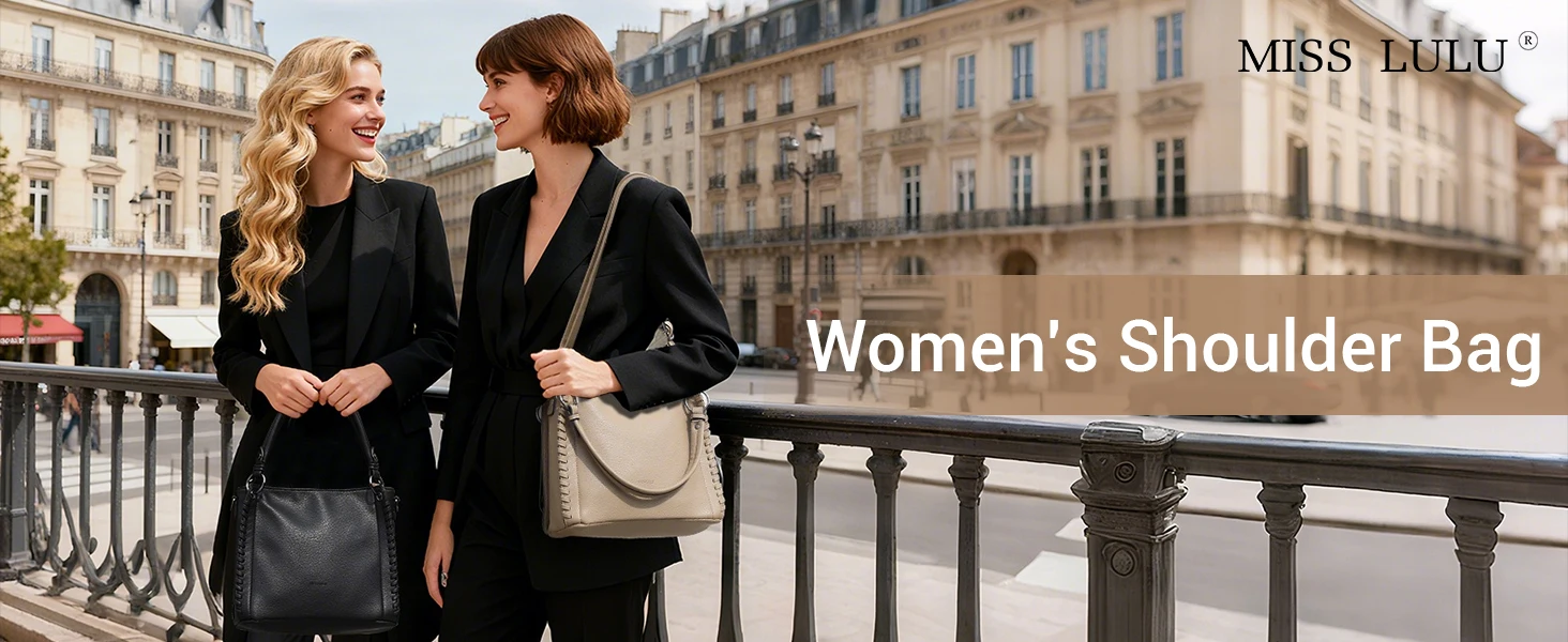 Miss Lulu Women's Handbag, Stylish Woven Detail Tote Shoulder Bag, Large Capacity Ladies Crossbody Bag with Detachable Adjustable Strap, Multi Pocket Top Handle Bag for Work Daily
