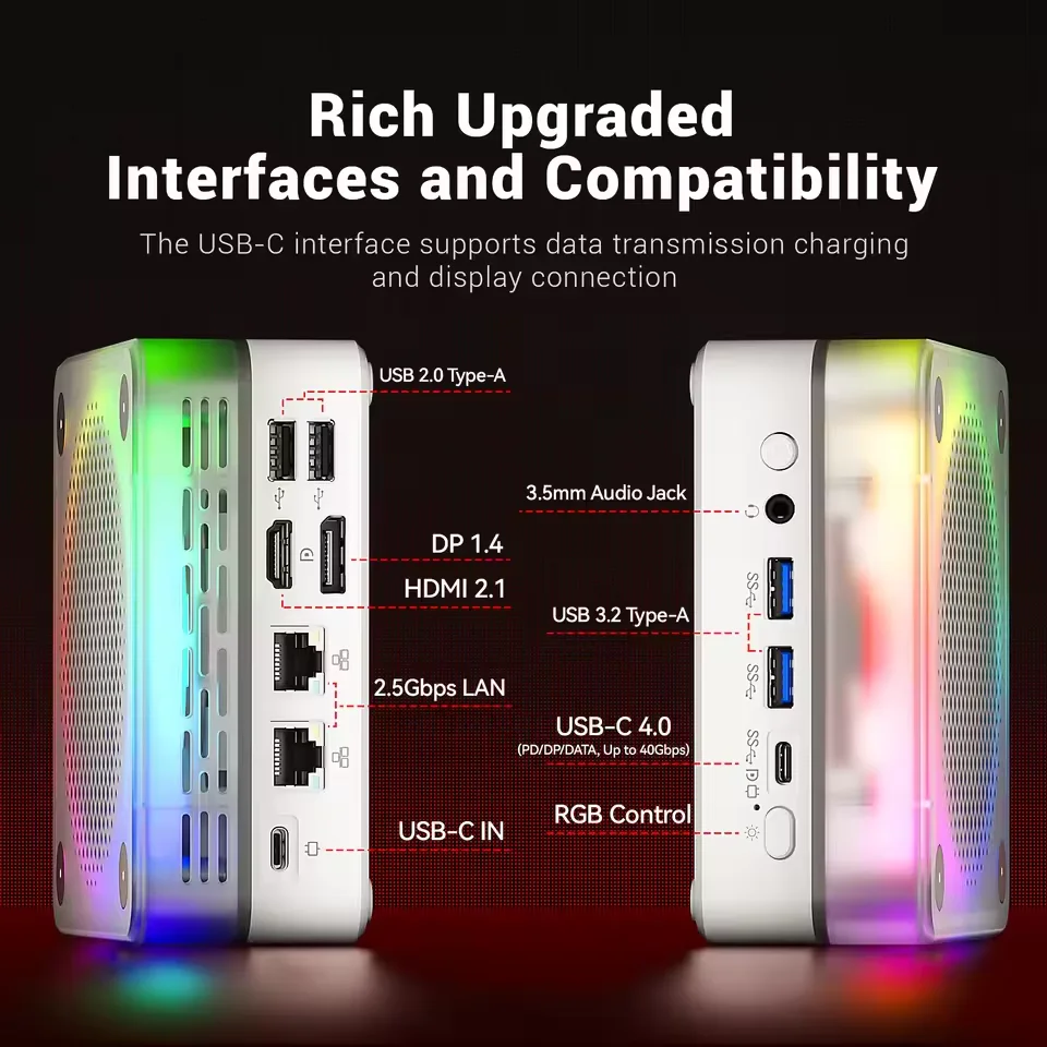Firebat Mn56 Mini Pc Amd Ryzen 7 8745Hs, 16Gb Ddr5 512Gb Ssd, Windows 11 Pro, Wifi 6 Bt 5.2, 8-Core Gaming/Office Mini Desktop