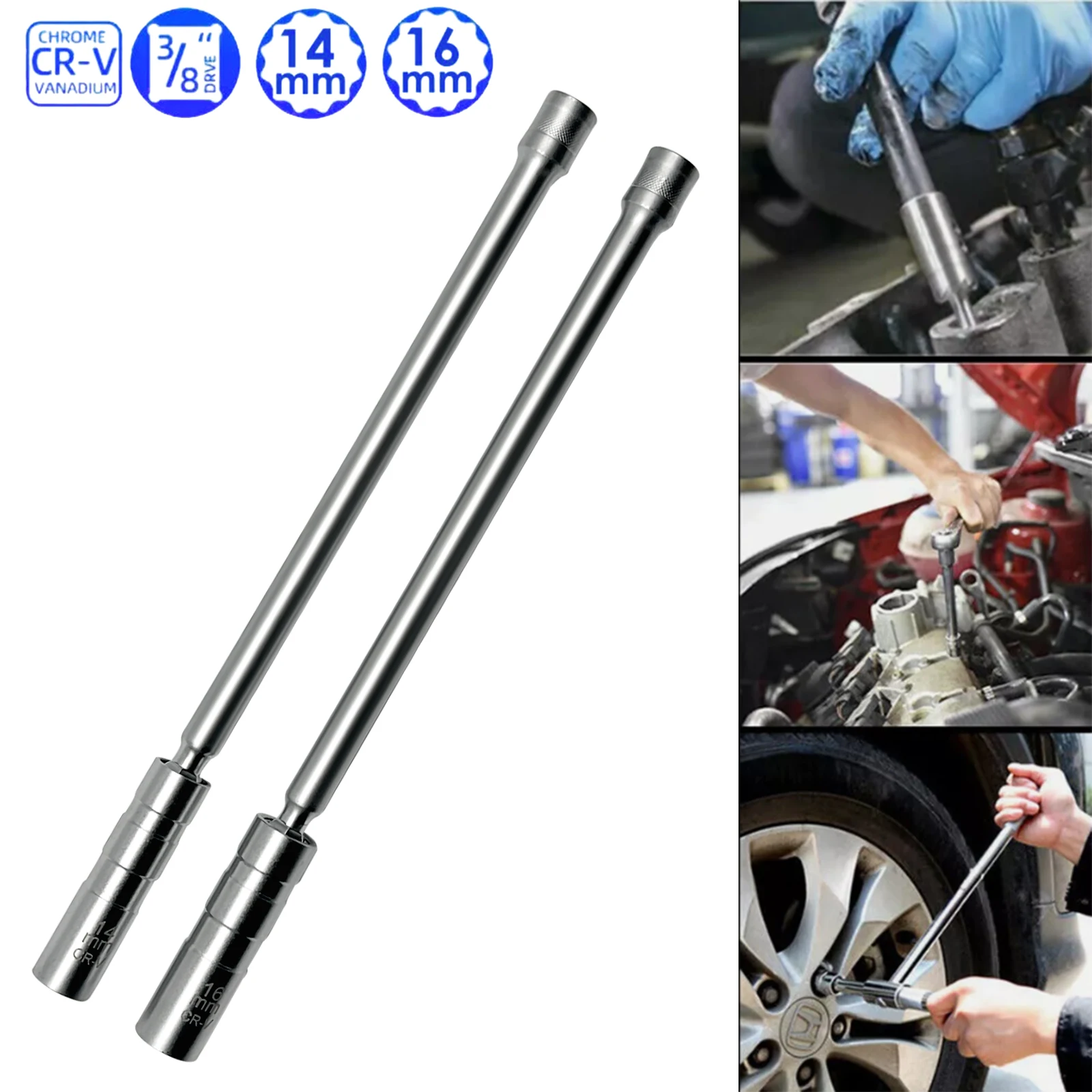 4PCS Magnetic Spark Plug Socket 14+16mm Thin Wall 3/8'' Drive Install Replace Repair Kit Torque Remove Removal Gap Tool