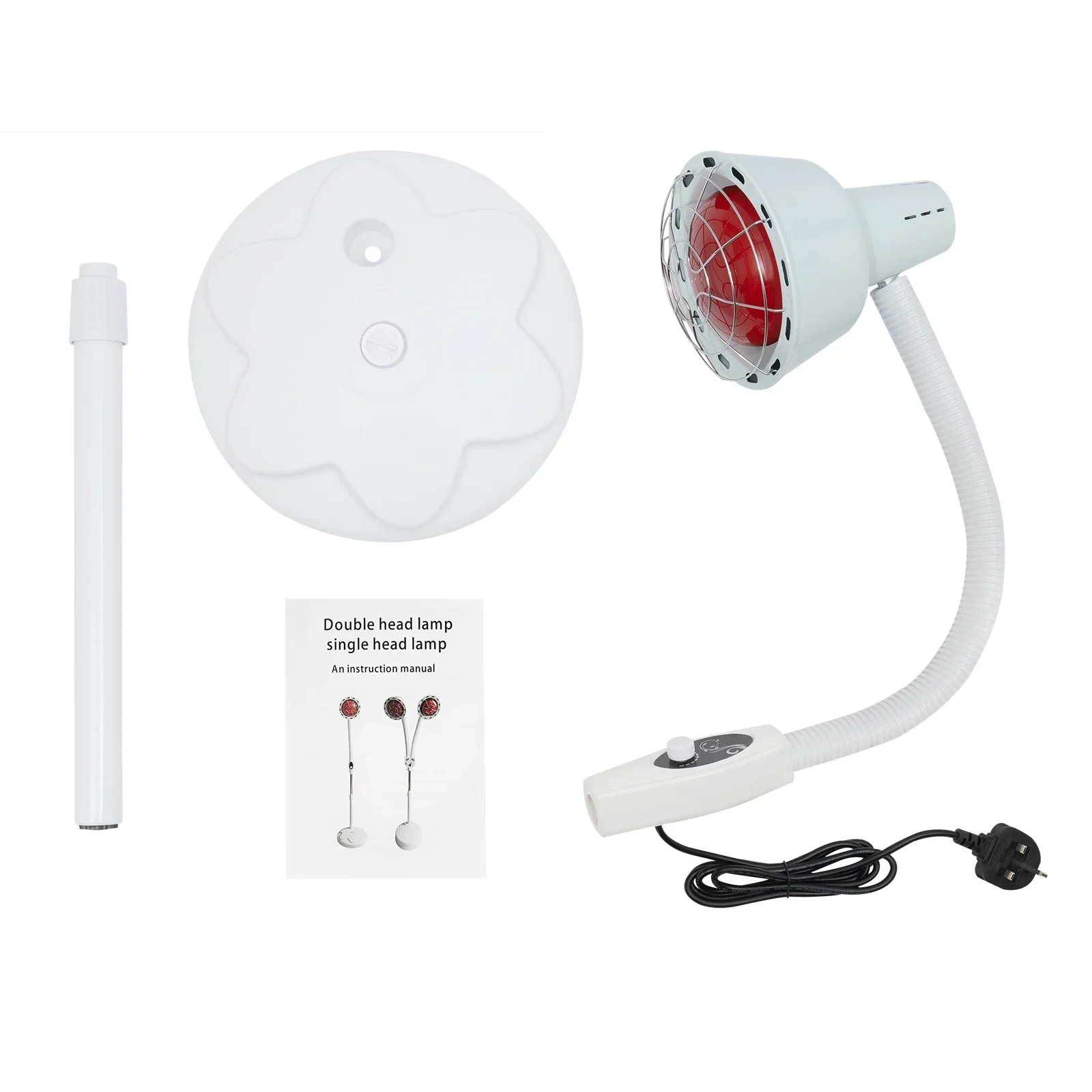 Infra Red Lamp with 275W High Power Light Source, Single Head Type Far Infrared Therapy Lamp, 360°Rotating Infrared Light Device