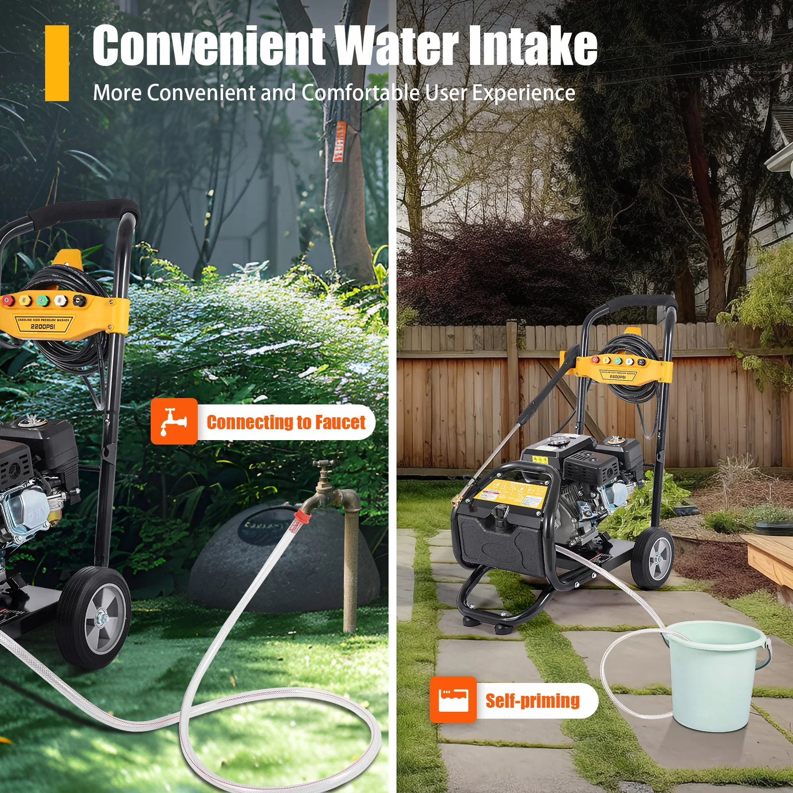 7.5HP Pressure Washer 3400RPM 2200PSI High Pressure Washer Machine with 5 Different Nozzles Outlet Inlet Pipe
