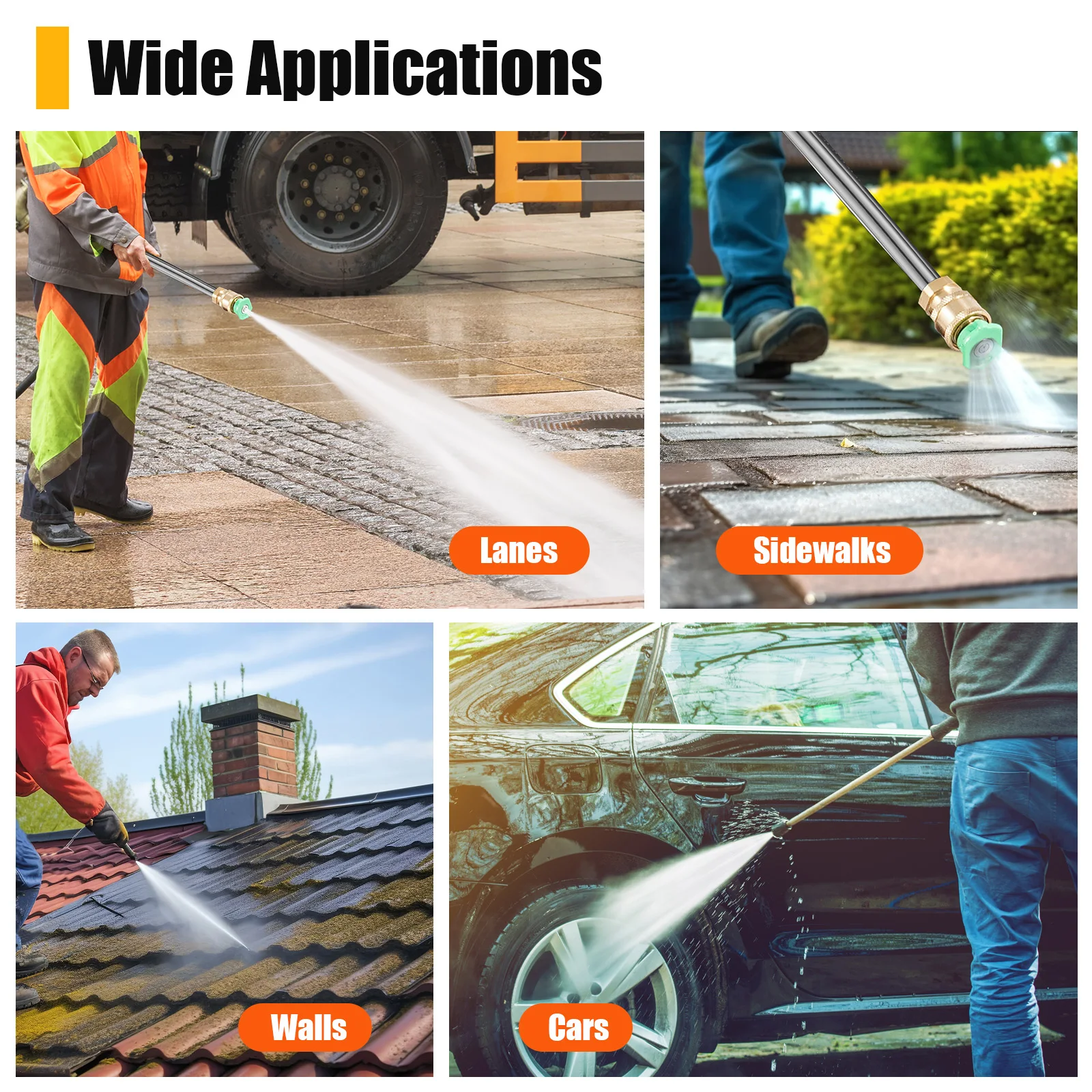 7.5HP Pressure Washer 3400RPM 2200PSI High Pressure Washer Machine with 5 Different Nozzles Outlet Inlet Pipe