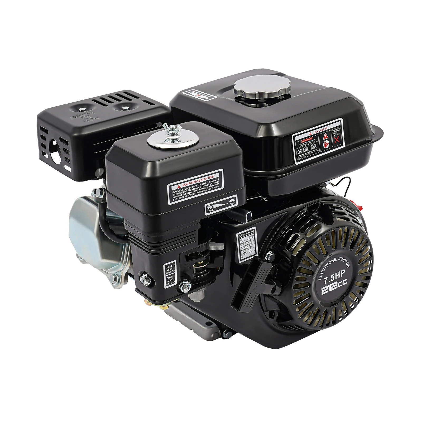 7.5HP 212cc Engine 4-Stroke OHV, 20mm Shaft 3600RPM Air Cooled Motor with Oil Alert Low Oil Shut-Off for Pump Generator Mower (Hand Pull Start)