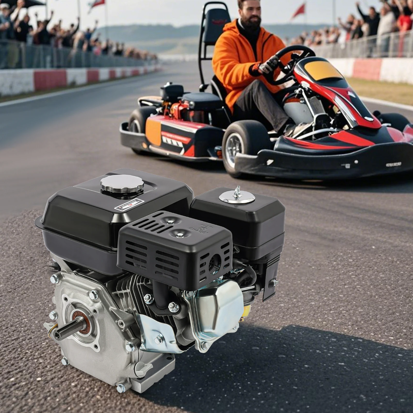 7.5HP 212cc Engine 4-Stroke OHV, 20mm Shaft 3600RPM Air Cooled Motor with Oil Alert Low Oil Shut-Off for Pump Generator Mower (Hand Pull Start)
