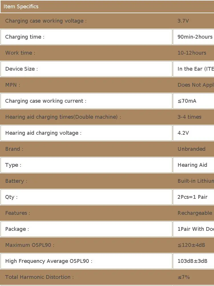 JINGHAO Hearing Aids Sound Amplifier Rechargeable Sound Enhance For Elderly Father Mother Gift Beige