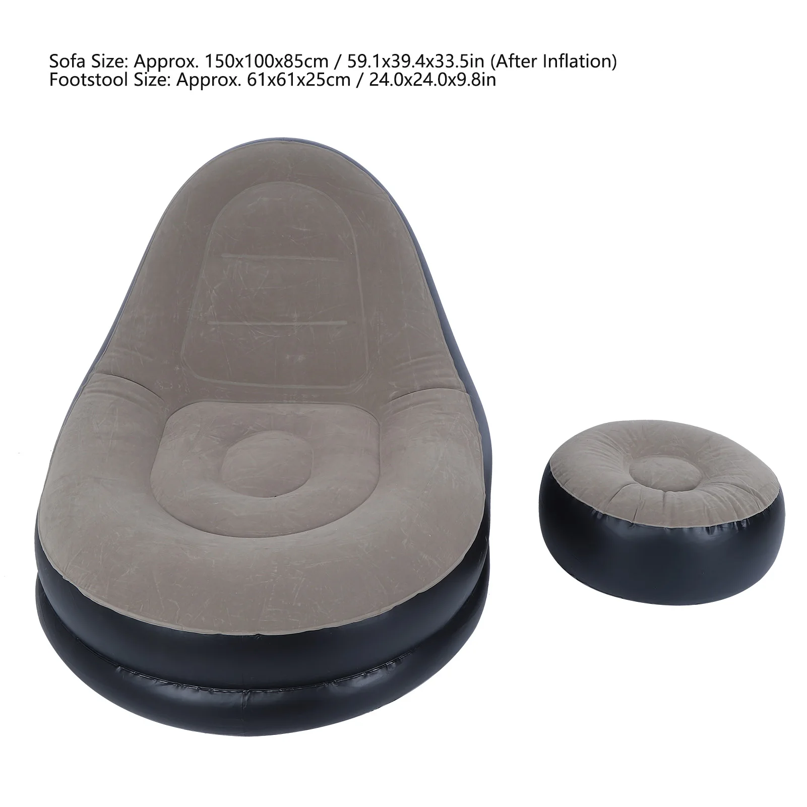 Modern Inflatable Folding Recliner Sofa Chair with Footstool for Living Room Balcony Garden