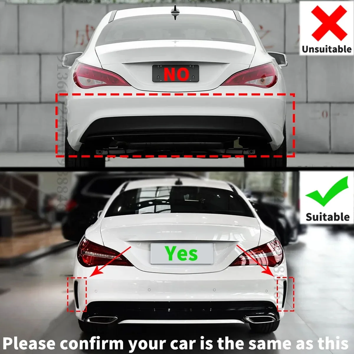 Rear Bumper Diffuser with Exhaust Tailpipes for Mercedes Benz W117 C117 CLA45 CLA200 CLA250 Rear Lip 2012 2013 2014 2015-2018