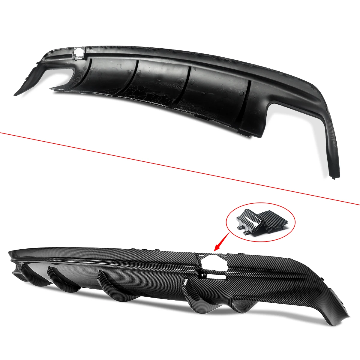 Rear Bumper Diffuser with Exhaust Tailpipes for Mercedes Benz W117 C117 CLA45 CLA200 CLA250 Rear Lip 2012 2013 2014 2015-2018