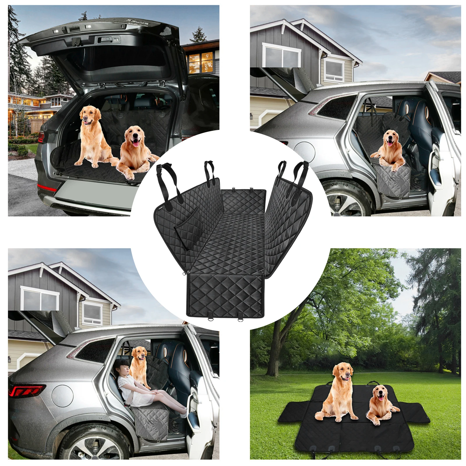 Dog Seat Cover for Back Seat Waterproof with Mesh Window Scratch Prevent Anti-slip Dog Car Hammock Back Seat Covers for cat