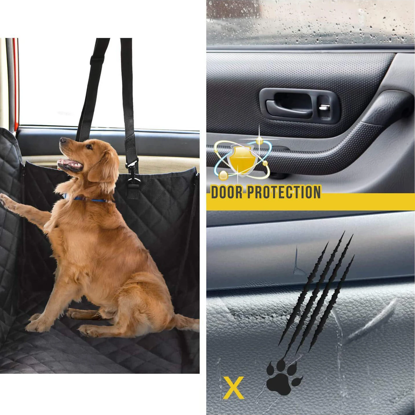 Dog Seat Cover for Back Seat Waterproof with Mesh Window Scratch Prevent Anti-slip Dog Car Hammock Back Seat Covers for cat