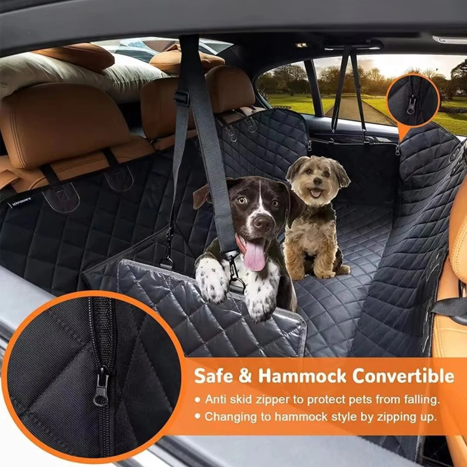 Dog Seat Cover for Back Seat Waterproof with Mesh Window Scratch Prevent Anti-slip Dog Car Hammock Back Seat Covers for cat