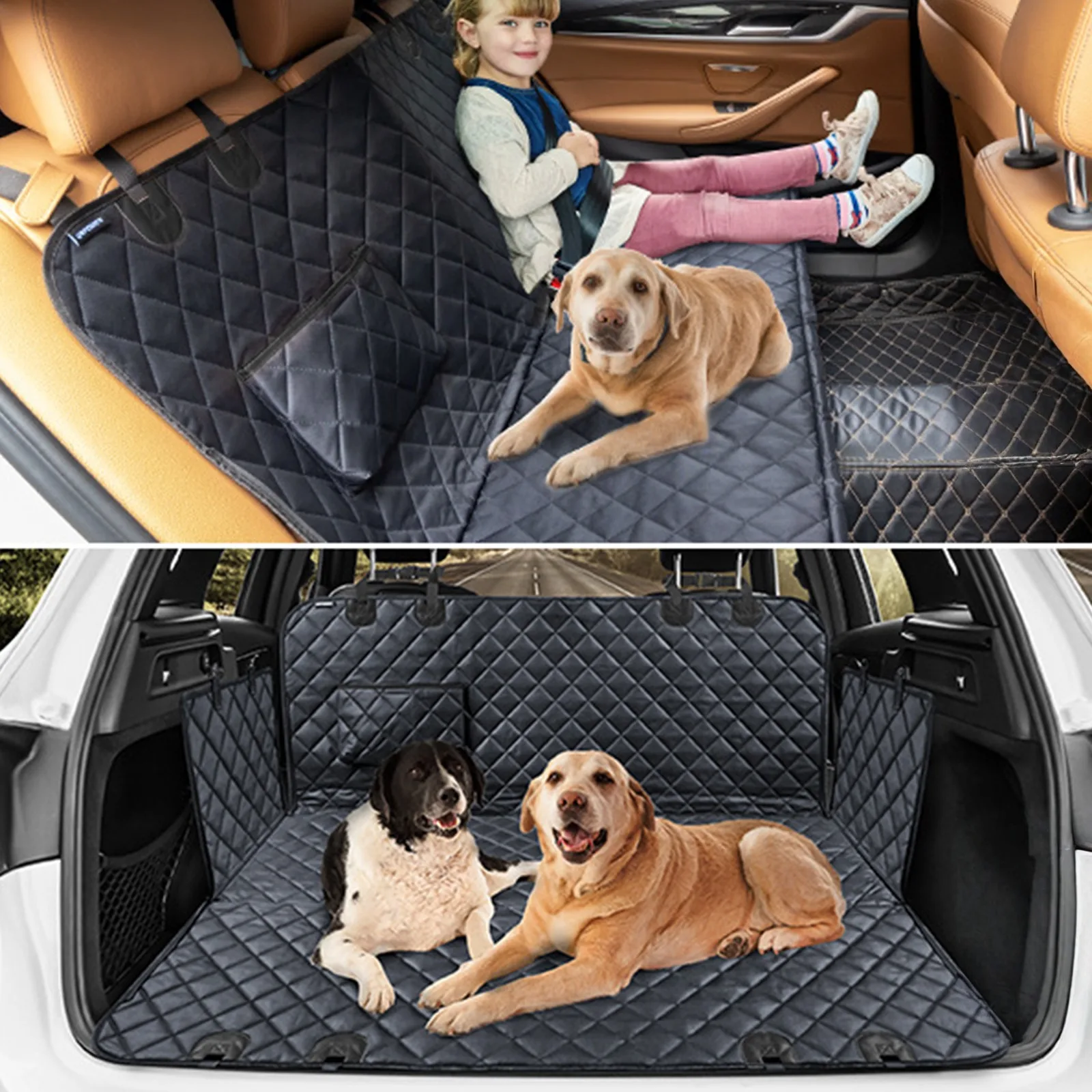 Dog Seat Cover for Back Seat Waterproof with Mesh Window Scratch Prevent Anti-slip Dog Car Hammock Back Seat Covers for cat
