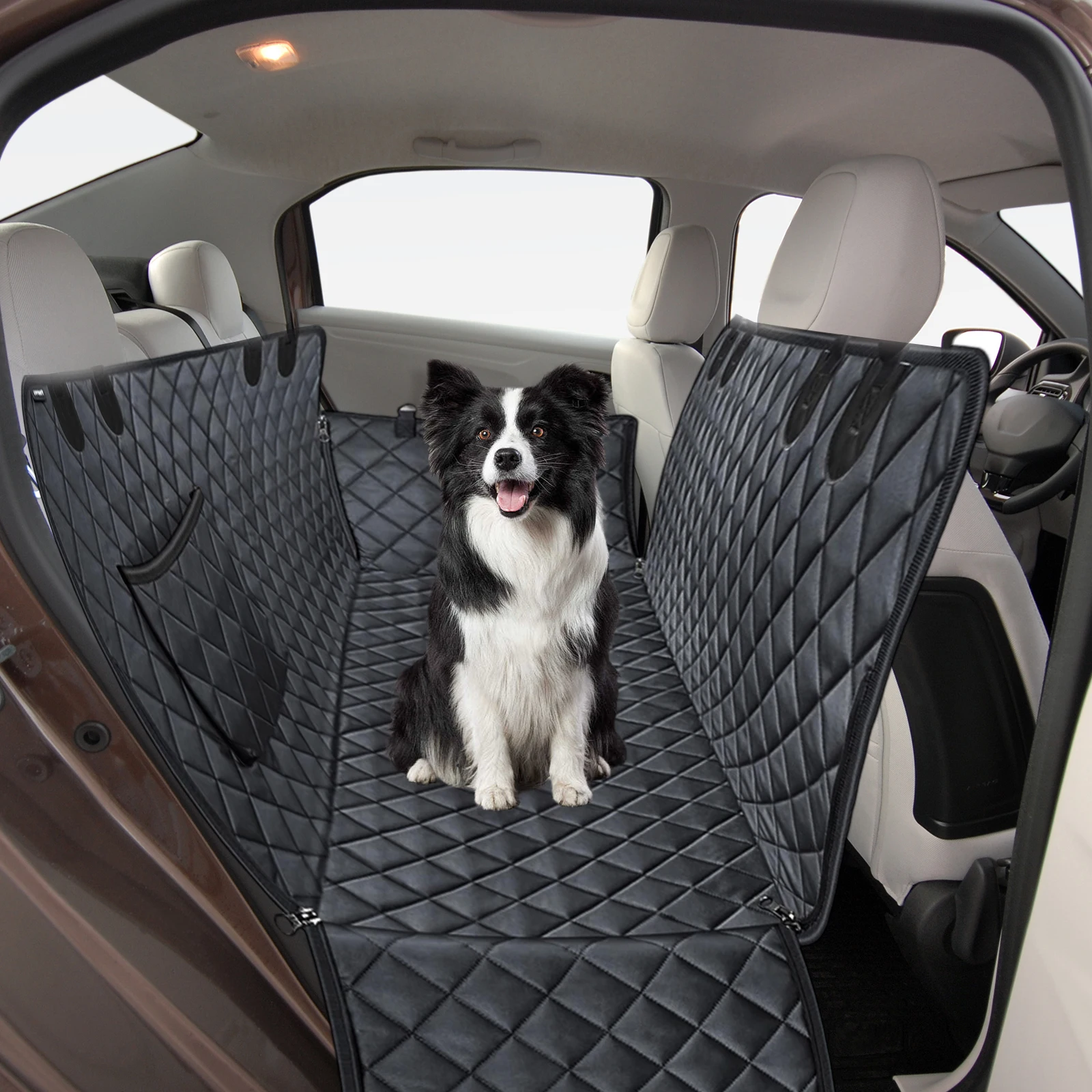 Dog Seat Cover for Back Seat Waterproof with Mesh Window Scratch Prevent Anti-slip Dog Car Hammock Back Seat Covers for cat