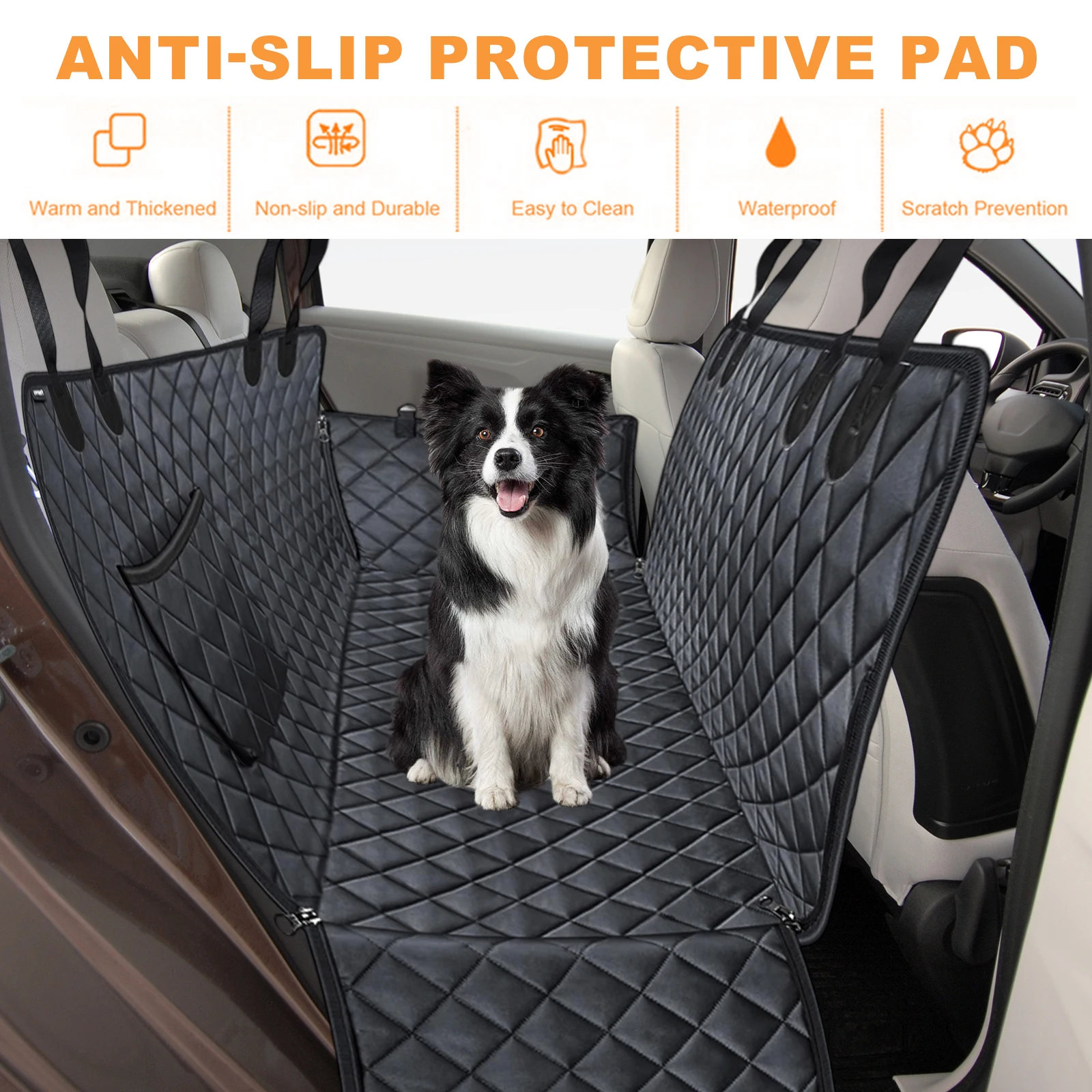 Dog Seat Cover for Back Seat Waterproof with Mesh Window Scratch Prevent Anti-slip Dog Car Hammock Back Seat Covers for cat