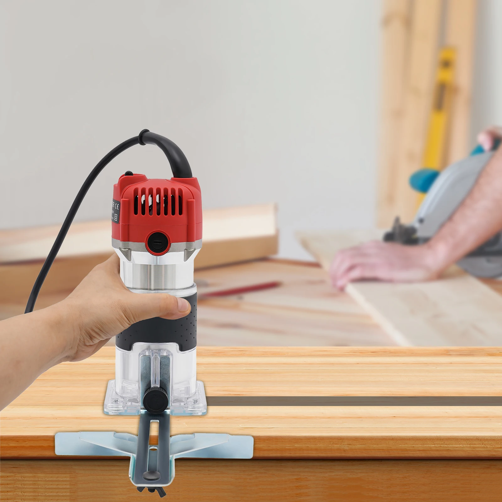 800W Woodworking Trimmer 30000RPM,Compact Electric Handheld Wood Router Carpenter Power Tool for DIY Wood Grooving Edge Trimming