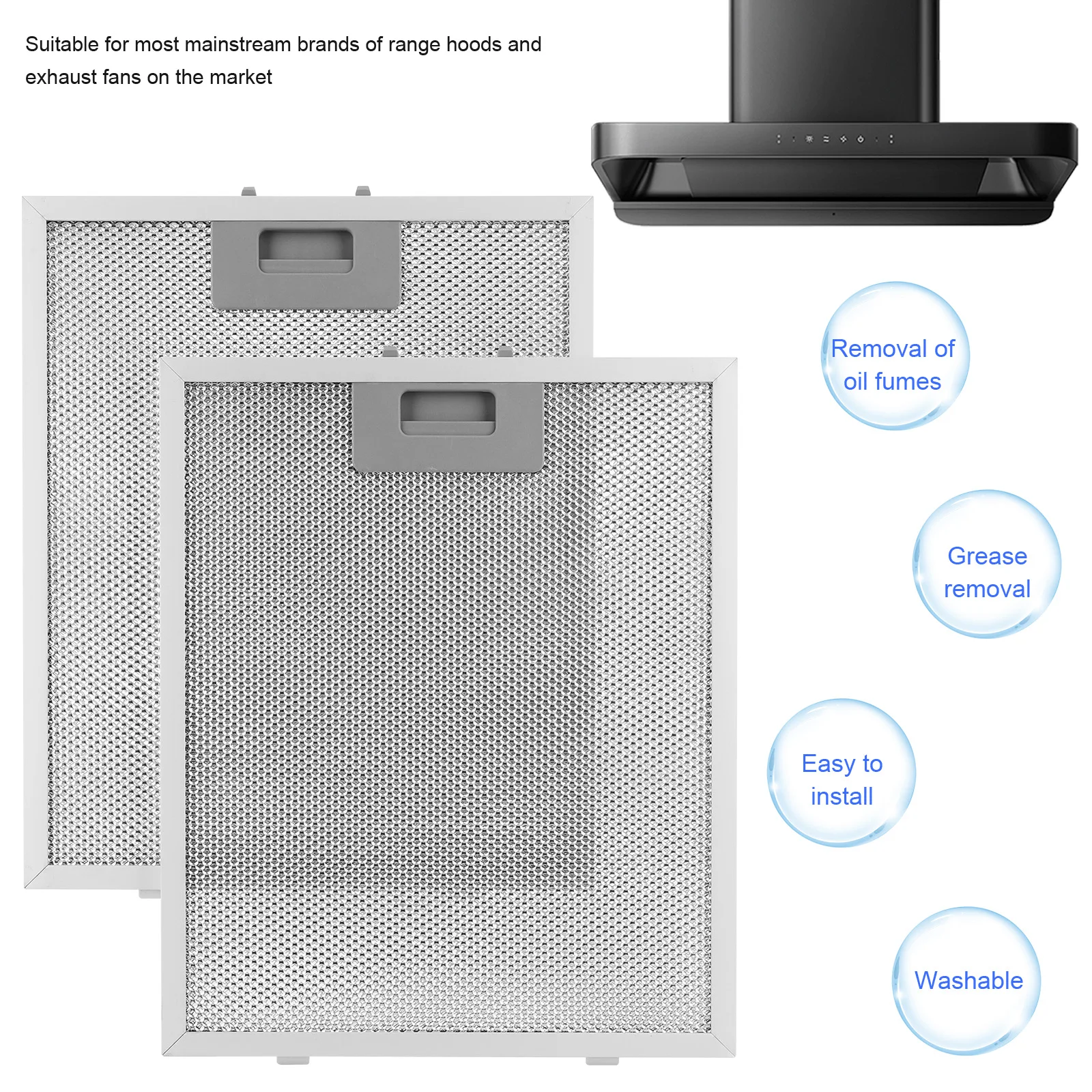 2PCS Aluminum Mesh Filter Range Hood Filters 320x260mm Metal Mesh Extractor Vent Filter for Home Kitchen Range Hood Accessories