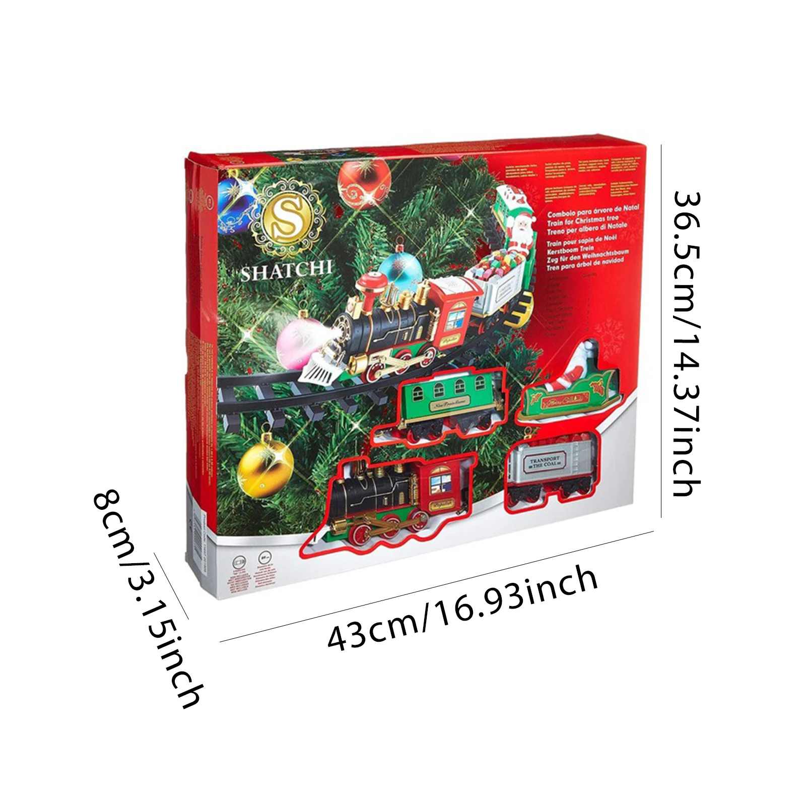 Battery Operate Railway Train with Sound&Light Hanging Railway Car Toys Kids Xmas Electric Toys Xmas Train Tree Decoration Track