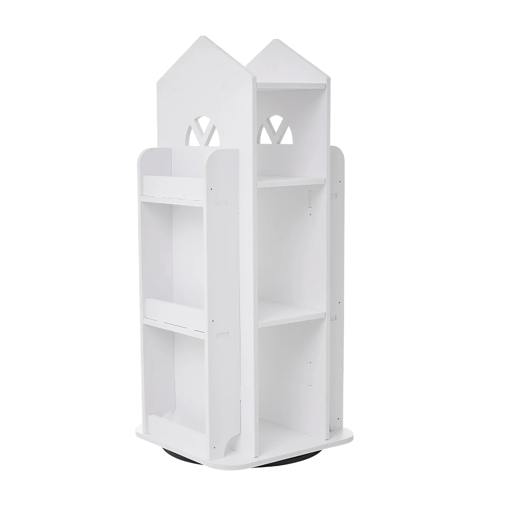 Voltsify 4-Tier Castle Kids Rotating Bookshelf Storage Organizer Rack