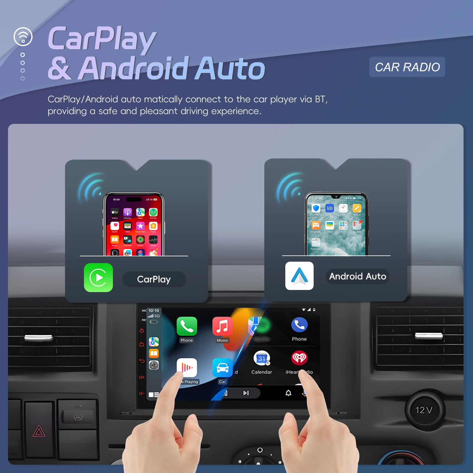 Podofo Car Radio Wireless Carplay Android Auto Audio Stereo Mirror Link 7 Inch For Transit Fiesta Focus Galaxy Mondeo Fusion