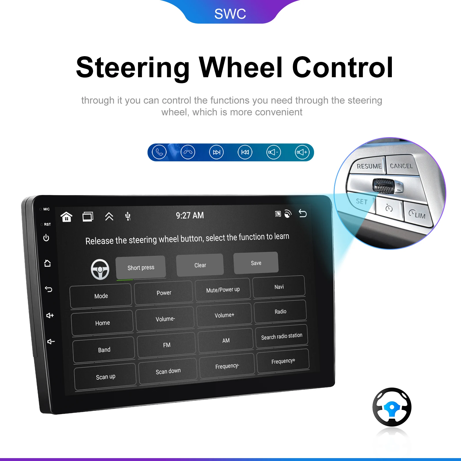 Podofo 6GB+128GB Car Radio Wireless Carplay Android Auto Universal Multimedia Video Player 10.1 Inch 2 Din MirrorLink BT GPS