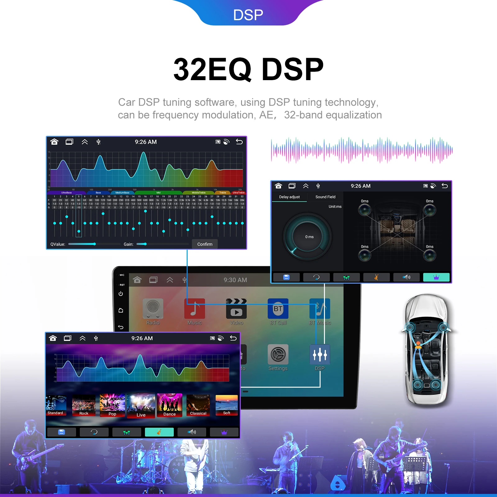 Podofo 6GB+128GB Car Radio Wireless Carplay Android Auto Universal Multimedia Video Player 10.1 Inch 2 Din MirrorLink BT GPS