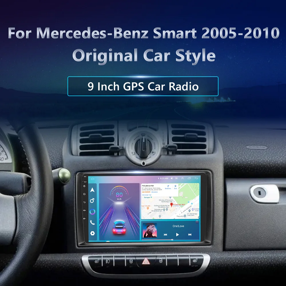 Podofo Android Car Radio For Mercedes-Benz Smart Fortwo 2005-2010 Android Auto 2 Din Multimedia Player Navigation GPS BT FM RDS