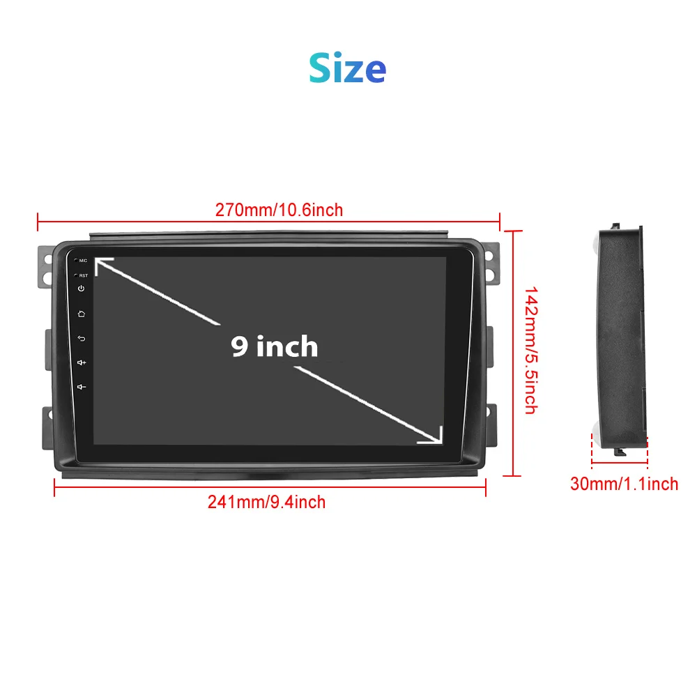 Podofo Android Car Radio For Mercedes-Benz Smart Fortwo 2005-2010 Android Auto 2 Din Multimedia Player Navigation GPS BT FM RDS