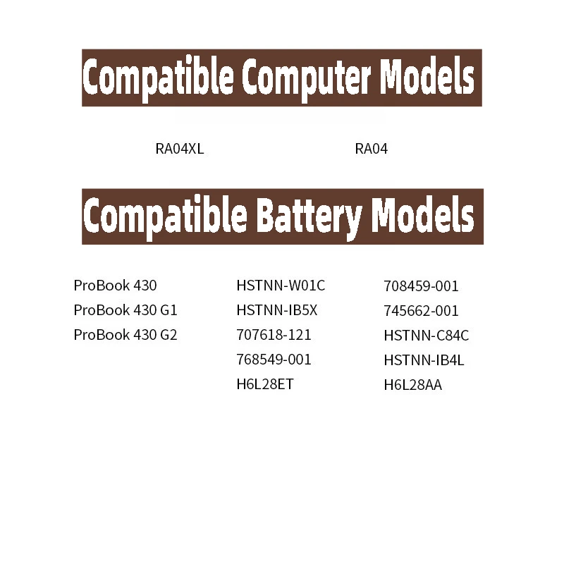 100% New RA04 Laptop Battery 14.6V 2600mAh for Hp ProBook 430 G1 G2 H6L28AA HSTNN-IB4L 707618-121/141 745662-001 High Quality