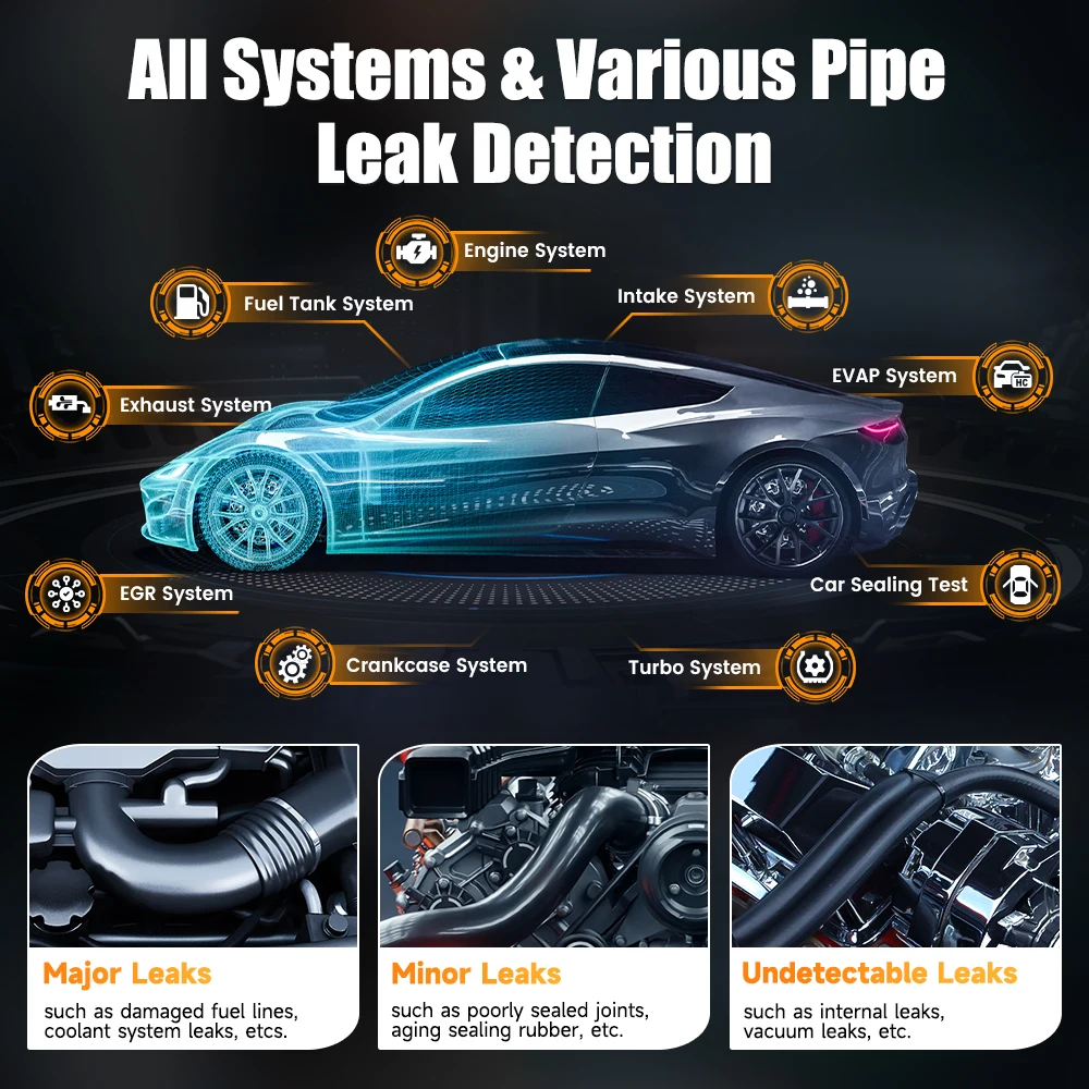 FOXWELL SD203 Car Smoke Leak Detector Pipe EVAP Vacuum Leakage Diagnostic Tool Build-in Air Pump EVAP Pipe Leakage Analyzer