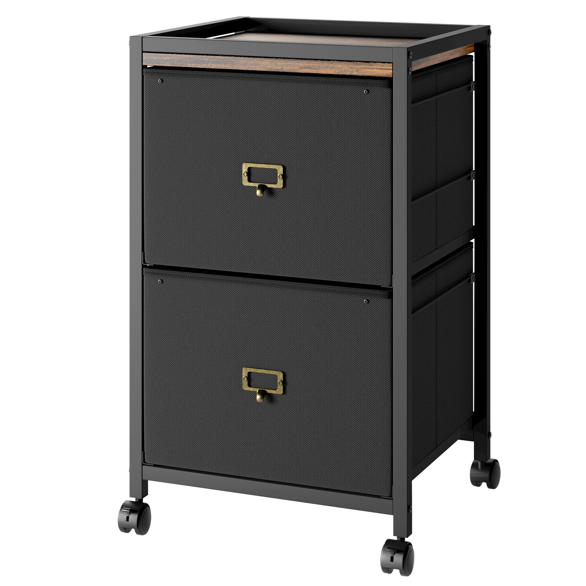 File Cabinet with Drawers, Mobile Filing Cabinet Fits Letter Size or A4, Fabric Vertical File on Wheels, Home Office