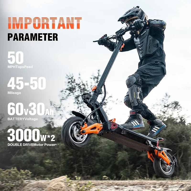 11 inch off-road electric scooter 6000W60V30AH lithium battery intelligent folding mini electric scooter in stock in Europe