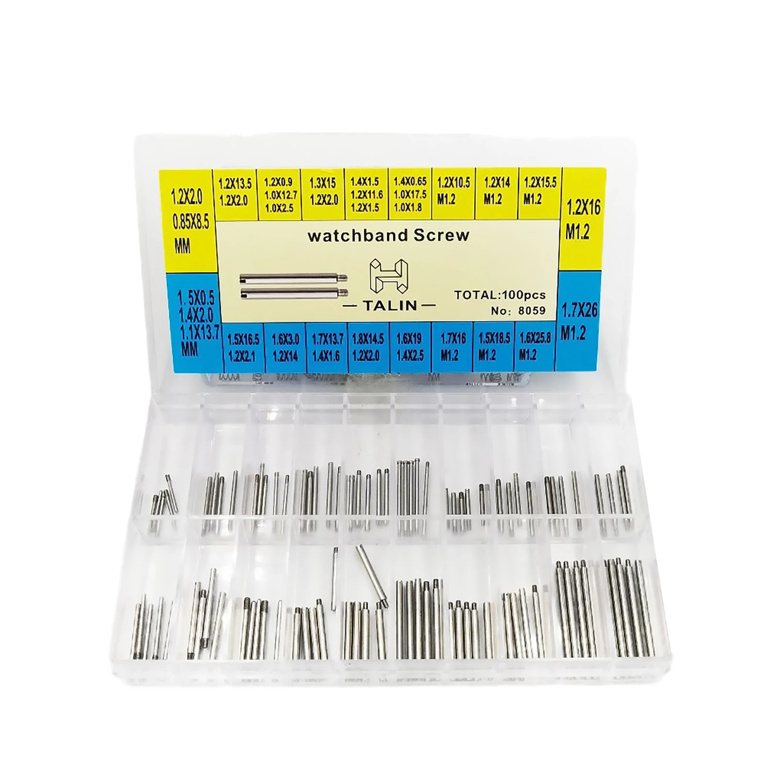 100Pcs/Box 20 Size Stainless Steel Screw Kit Watch Assortment Box For Rolex Watch Band Strap Perfect Spare Part Watch Repair