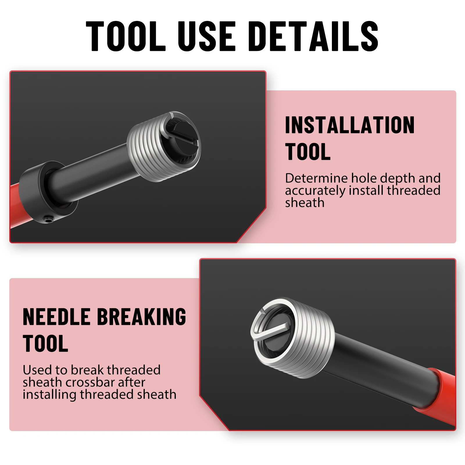 131-Pcs Helicoil Thread Repair Kit, M5 M6 M8 M10 M12 Insert Set Tool, for Car Engine & Motorcycle, Fix Stripped Threads