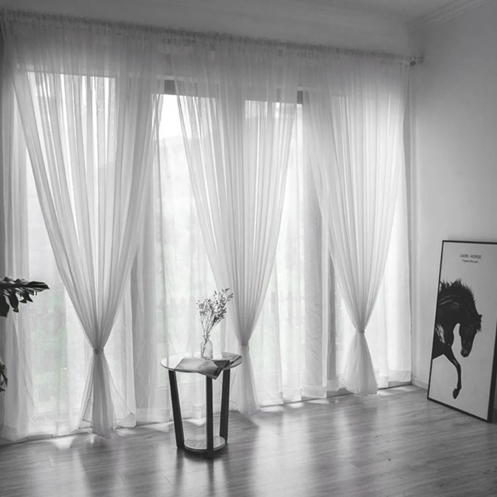 Voltsify Sheer Voile Window Curtain Panel, 100cm W X 200cm H