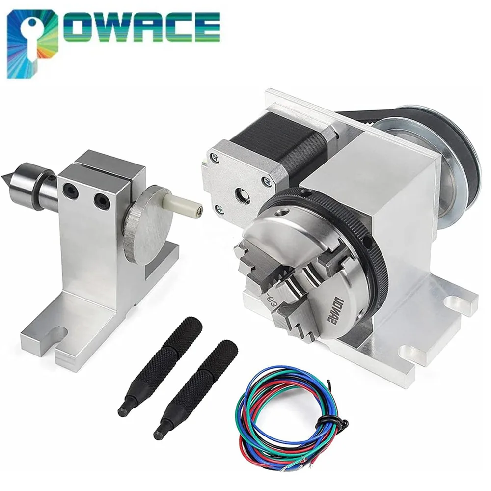 【EU Stock】CNC Fouth 4h Rotary Axis Lathe Accessories Part K11-65mm K12 3 4 Jaw Chuck Index Dividing Head With Tailstock
