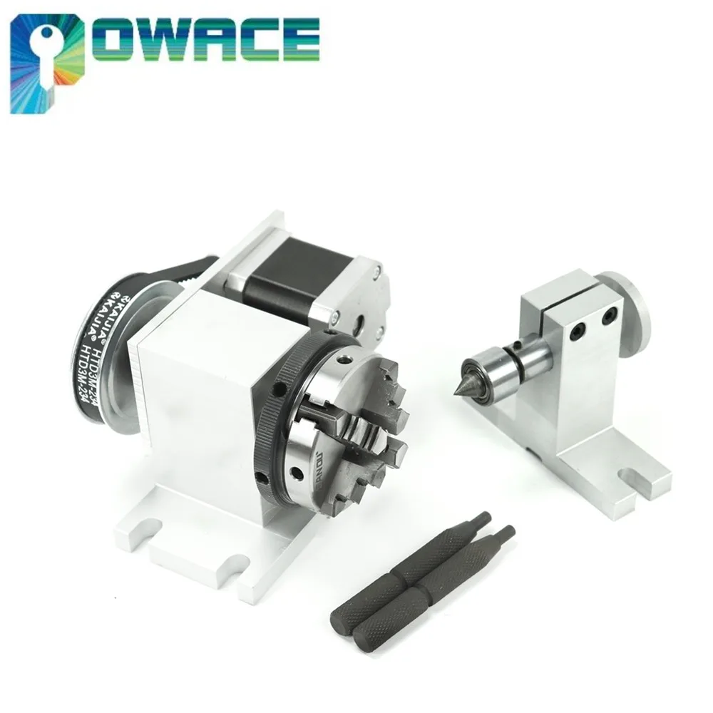 【EU Stock】CNC Fouth 4h Rotary Axis Lathe Accessories Part K11-65mm K12 3 4 Jaw Chuck Index Dividing Head With Tailstock