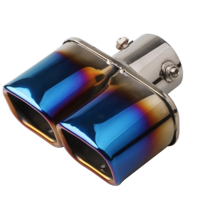Car Exhaust Tip Stainless Steel Exhaust Tail Throat Square Tail Pipe For 2.5-inch Intake Exhaust Systems
