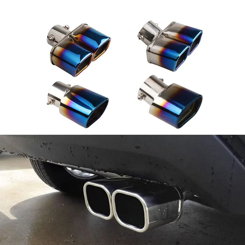 Car Exhaust Tip Stainless Steel Exhaust Tail Throat Square Tail Pipe For 2.5-inch Intake Exhaust Systems